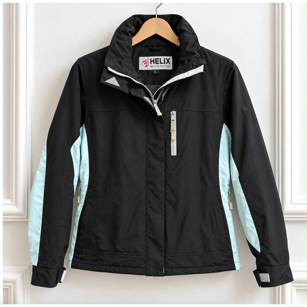 HELIX Insulated Snow Ski Jacket Womens M Black Blue Winter Outdoor Full Zip Coat